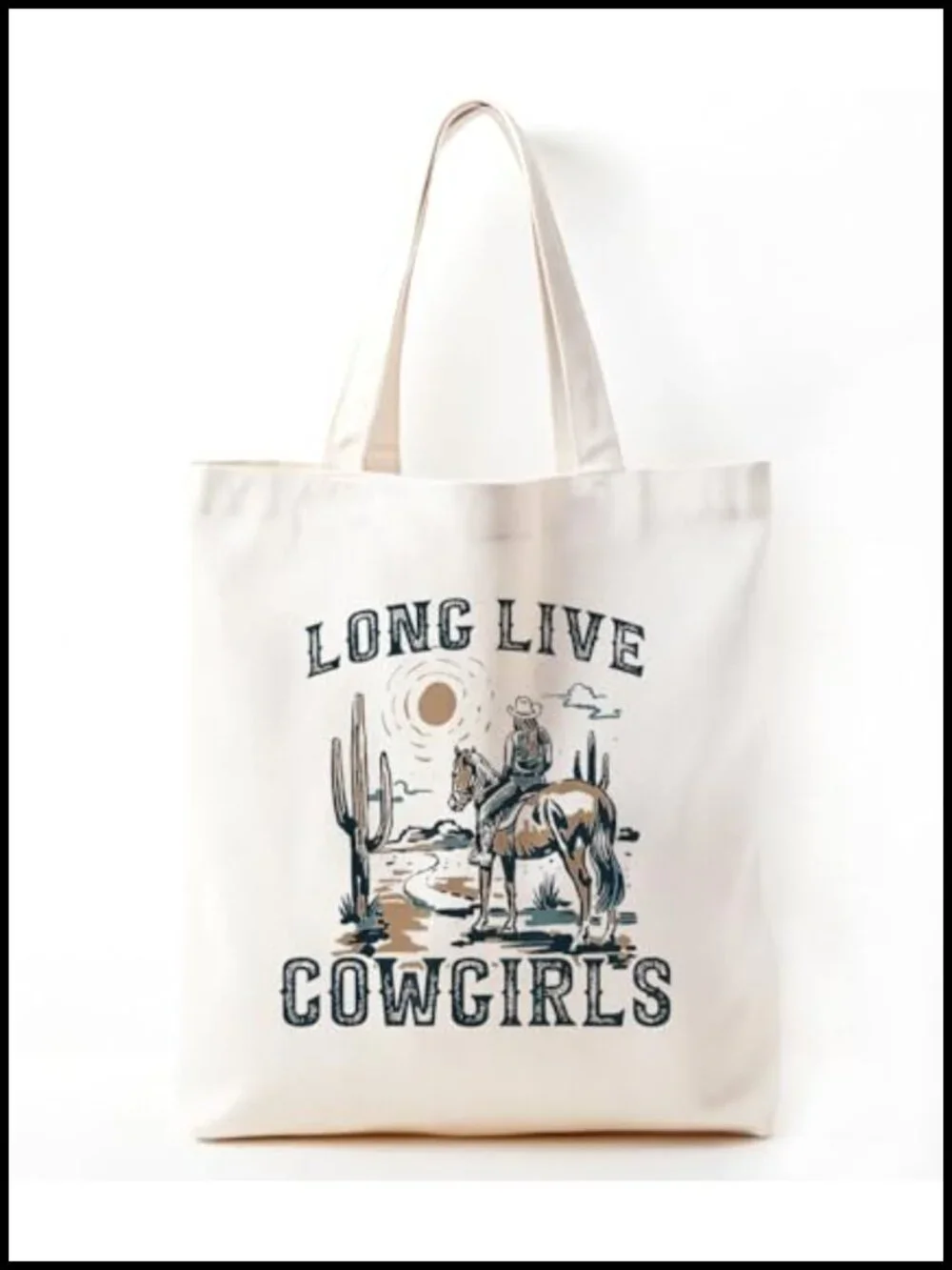 Western Canvas Tote Bag for Women Cowgirl Gifts Reusable Grocery Tote